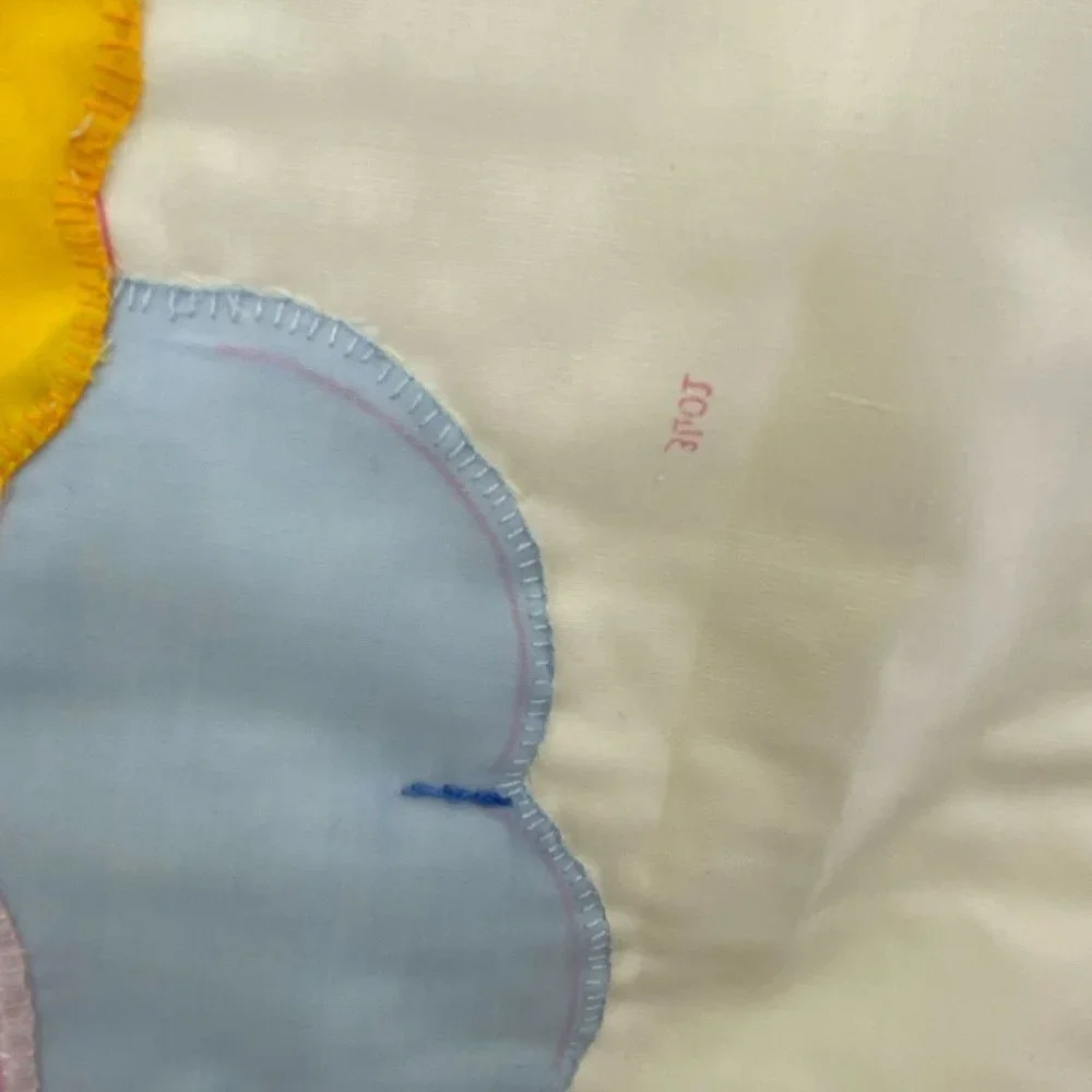 Angel‎ embroidered baby crib quilt blanket yellow white unisex boy girl